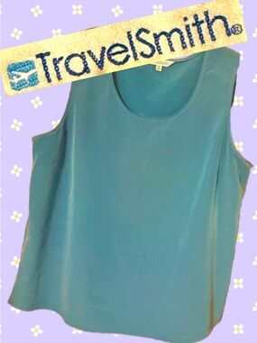 Travel-Smith Sleeveless No-Wrinkle Tank Top Blouse XL Turquoise EUC beautiful!